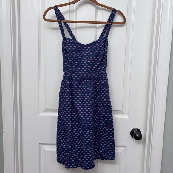aerie Dresses & Skirts - Navy Linen Blend Dot Sundress | Aerie Size M